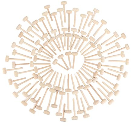 Haofy Bärbar 100 St Mini Trähammare Lättviktsklubba för Chokladhjärta, Förbättra Handstyrkan, för födelsedags- och Semesterpresenter
