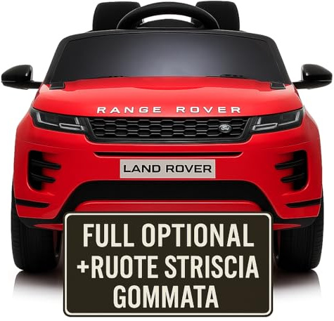 TOYSCAR Macchina Elettrica per Bambini Range Rover Evoque Full Optional Auto Elettrica per Bambini Telecomandata Sedile in Pelle Porte Apribili Doppio Motore Elettrico 12V (Rosso)