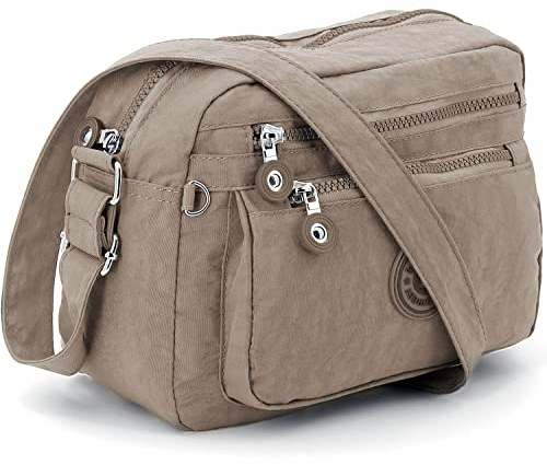 ekavale - Kleine Schultertasche aus Wasserabweisendes Nylon – Handtasche für Damen & Mädchen - Crossbody Bag - Leichte Umhängetasche (Stone)