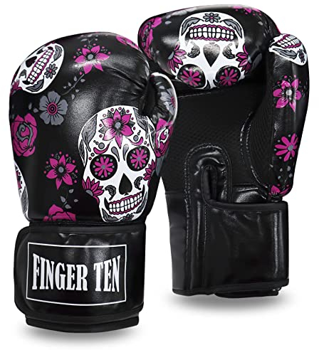 Boxhandschuhe Damen Kickboxen Frauen Box Handschuhe Punchinghandschuhe 8 10 12 14 oz Kickboxhandschuhe Handschuh für Boxen Training Kampfsport Sandsack MMA Sparring (12oz, Schwarz)