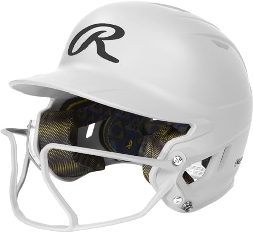 Rawlings | MACH HI-VIZ Fastpitch Softball Batting Helmet | Face Guard Attached | White | Senior - 6 7/8 - 7 5/8