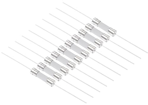 QUARKZMAN F5A 5A 250V 5mm x 20mm Fusibile Rapido x 10 Pezzi Fusibili a Cartuccia in Ceramica Con Filo di Collegamento per Riparazione di Apparecchiature Elettriche, [Tono Argento]