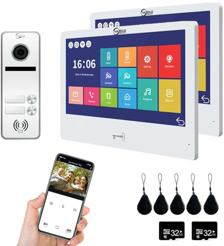 4-Draht-Verbindung TUYA 1080P Video-Türklingel Gegensprechanlage, Zwei-Familien-Türklingel, 10-Zoll-Touchscreen-Display, Innen-und Außenbereich Unterstützung Entriegelung