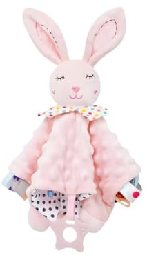 Schmusetuch Kuscheltuch mit Hase-Köpfchen, Reine Bio-Baumwolle, Schmusetuch Esel, Premium Schmusetuch, Kuscheldecke, Schmusedecke, Strickdecke, Baby Geschenk zur Geburt Junge Mädchen