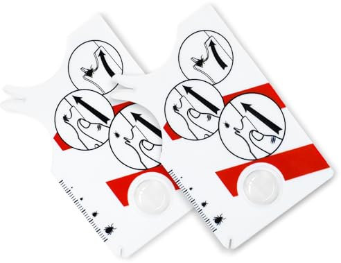 Nepfaivy Zeckenkarte für Mensch Hund Katze - 2 Stück Zeckenkarte Kinder mit Lupe, Zeckenentferner zur Schnellen und Sicheren Entfernung von Zecken bei Mensch und Haustier