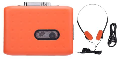 Player Portátil Cassette USB Cassette-TO-MP3 Convador con Grabadora de Micrófono Integrado y Enchufe de Auriculares Orange