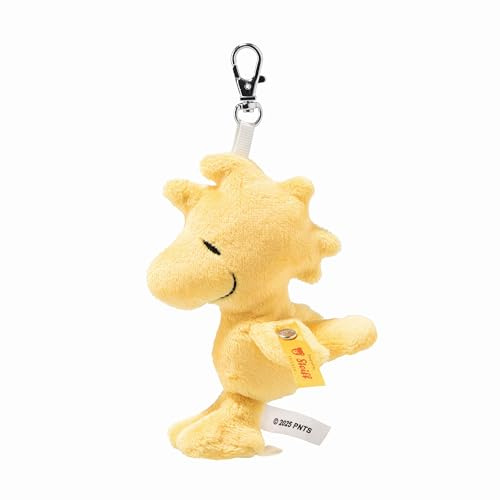Steiff Woodstock Anhänger, Peanuts Schlüsselanhänger, Snoopy & Friends, Comic Figur, gelber Vogel, gesticktes Gesicht, ideale Geschenkidee, waschmaschinenfest, gelb