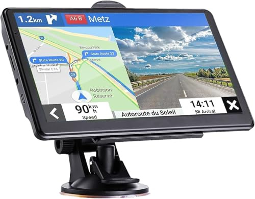 NAVRUF 7 Inch Car GPS Navigator with 2025 USA Maps, Voice Turn-by-Turn Guidance, Lane Assistance, Speed and Red Light Warning for Vehicles,GPS Satellite Navigator with Free Lifetime Map Update,