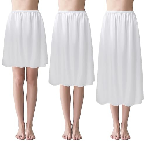 BABEYOND HalfSlip Elastic Waist Petticoat Long Underskirt 3Pcs Set A-Line | for wedding, bridal, prom, evening, long dress & daily wear. soft smooth polyester-spandex blend