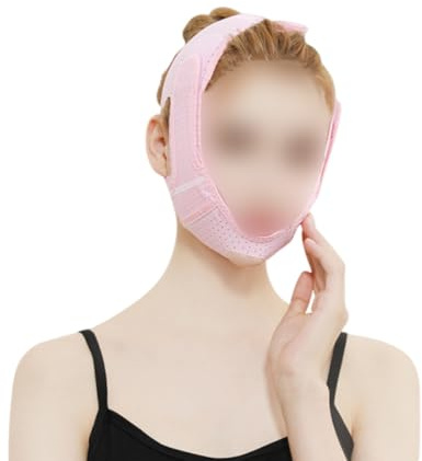 Abaodam Breathable Face Lifting Mask for Women Adjustable Chin Strap in Pink Sbr Material Comfortable Contour Face Band for Forehead Wrinkle Reduction