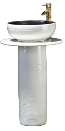 LQAIomn Pedestal Sinks Home Bathroom Ceramic Column Washbasin Outdoor Courtyard Floor-Standing Sink