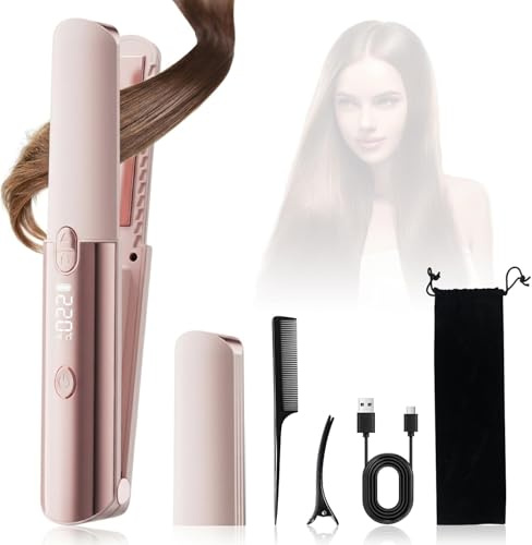 Anluomafuy Piastra Capelli Lisci e Mossi Professionale, Protezione Keratin, Mini Piastra per Capelli da Viaggio Portatile, Display LCD, 160-220°C, per Capelli Lunghi, Spessi o Ricci