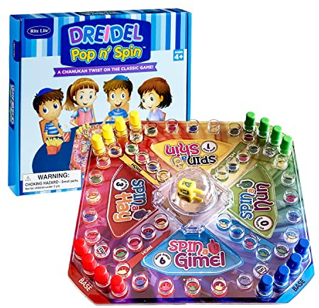 Rite Lite Dreidel Pop & Spin Hanukkah Board Game - Chanukah Gifts Decorations Goodie Bag Rewards Jewish Holiday Party Favors Gift Set for Kids Judaica