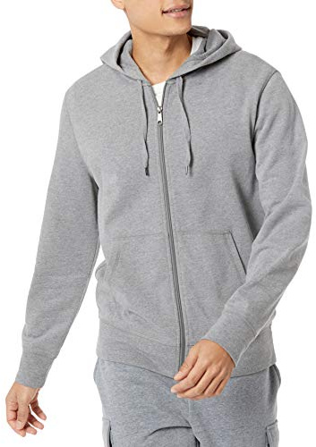 Amazon Essentials Sweat à Capuche Léger à Fermeture Zippée Intégrale Coupe Classique Homme, Charbon Chiné, L