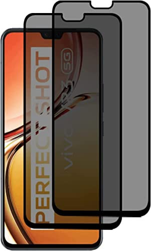 2 Pack Anti-Spy Screen Protector for vivo V23 5G - Full Screen Privacy Screen Protector, 3D Tempered Glass Film, 9H Hardness Anti-Peeping Full Coverage Protector Anti Scratch