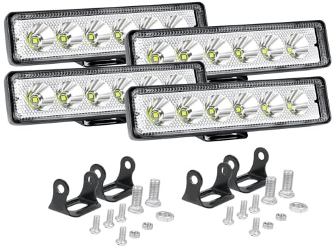 AUXTINGS 4 st 15 cm LED-arbetsstrålkastare, 18W offroad LED arbetsljus 12V-24V extra strålkastare 6000K IP67 vattentät LED ljusramp backstrålkastare för ATV UTV SUV lastbil traktor