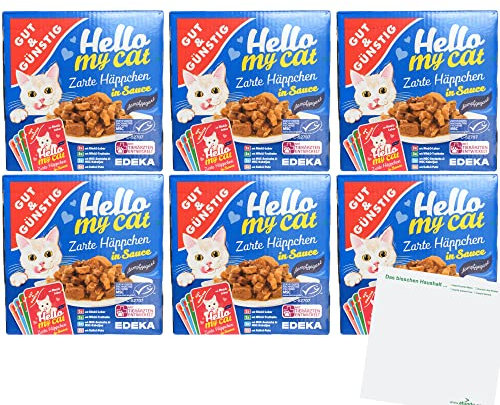 usy G&G Hello My cat Zarte Häppchen in Sauce 6er Pack (48x100g Packung) Block