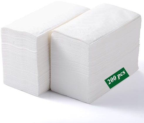 LEKOCH 200 pcs Einweg Servietten Weiß Rechteckig 2 Ply Hochzeit Servietten Premium QUALITÄT,40x40