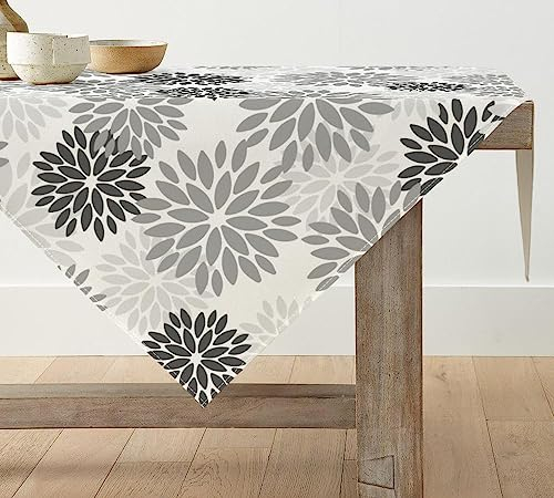 Artoid Mode Blumen Grau Dahlien Sommer Tischwäsche, Saisonnal Küche Tisch Dekoration Drinnen Urlaub Party Dekor 85x85 cm