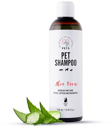 PET Essential Aloe Vera Shampoo für Hunde & Katzen 250ml - Sanfte Fellpflege für Empfindliche Haut - Vegan, pH Neutral - Beruhigt Juckreiz & Verleiht Glanz