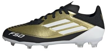 adidas - F50 League FG/MG j Messi, Zapatos, Gold Met./FTWR White/Core Black,