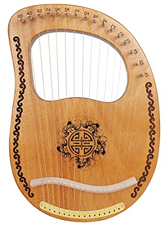 FCSHFC Hand Zither Instrument, 16 Metallsaiten Harfe Instrument for Anfänger, Erwachsene Tragbar Dauerhaft Musik Lyre Harfeen-Set Mit Stimmschlüssel