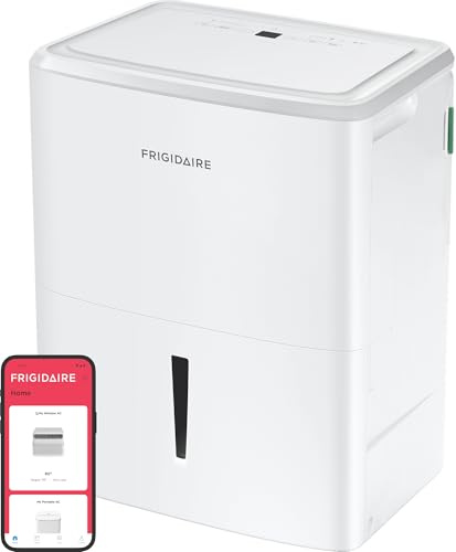 Frigidaire 22-Pint Portable Dehumidifier with Wi-Fi and Energy Star Certification for Small/Medium Rooms, Bedrooms & Bathrooms, Custom Humidity Control, Auto Shut Off, White