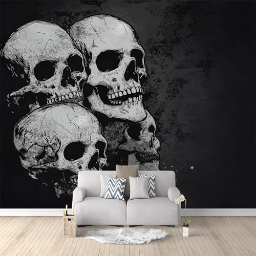 Fotomurales Cráneo Gris Retro 300x210 cm Papel Tapiz Fotográfico no tejido 3D Moderna Fondo De Pantalla Mural Decoración De Pared Sala Cuarto Oficina Salón