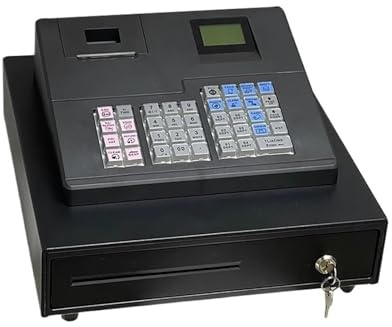 Caja registradora, Caja registradora electrónica negra con 38 teclas USB/RS232 e impresora térmica de 58 mm ECR600, Le ayuda a ahorrar tiempo