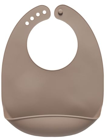 Vital Baby Nourish Mess Catcher Silicone Weaning Bib, Beige, Super-Soft Silicone, Built-In Crumb Catcher, Rollable & Adjustable, BPA-Free & Mess-Free Mealtimes