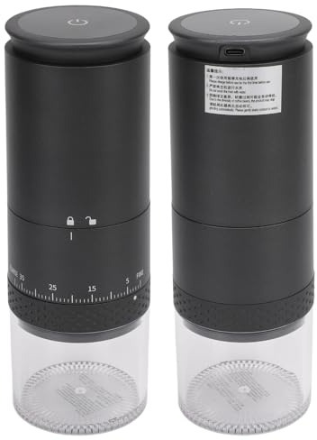 Bärbar Elektrisk Kaffekvarn, 110 Ml Entrycks Elektrisk Kaffebönkvarn med Ren Borste, 38 Justerbara Malningsinställningar, Avtagbar Kammare (Svart)