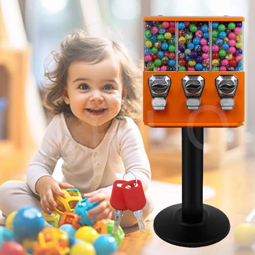 Wholesale Deluxe Retro Commercial Grade TRIPLE CHOICE - 25 Cent / 1 EUR Operated Sweet Vending Machine With Easy Access Cash Tray for Commercial Use Includes Anti Theft Lock,Orange-0.4Outlet