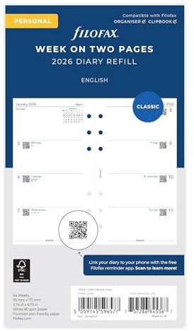 Filofax Personal Week on two pages English 2026 diary 26-68421