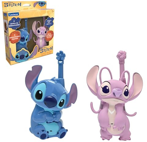 Lexibook, Disney Stitch, Talkies-Walkies 3D Stitch et Angel, Portée 500m, 2 canaux de Communication, Clip Ceinture, Bleu/Rose, TW18D1