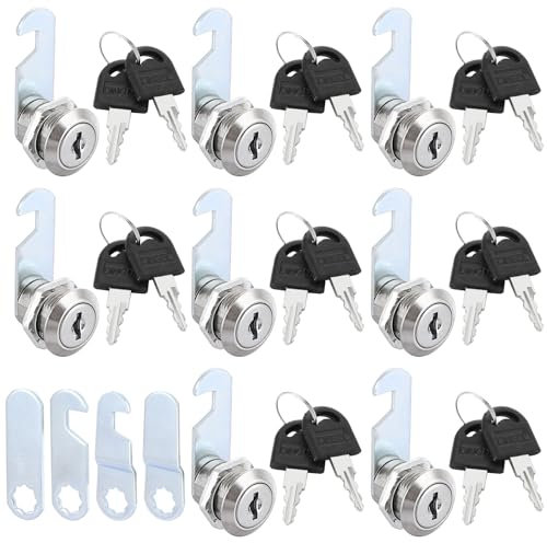 VIDETOL 8 Pcs Security Cam Lock, 16mm Mailbox Locks with 16 Keys, Each Key is Different, Security Cabinet Lock for Drawer, Door, Wardrobe, Letter Box and Toolbox