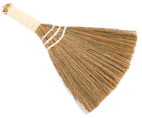 Hemobllo Handmade Small Portable Dust Removing Broom 28x20cm Vietnamese Straw Soft Whisk Broom for Desktop and Bed Cleaning, Indoor Brush for Crumbs and Debris