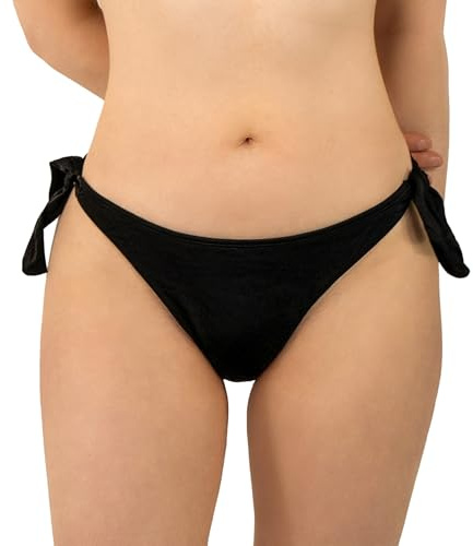 MYLILY Braguita de Bikini Tanga con Lazo Negra | Bikini brasileño Mujer |Tanga Bikini | Bañador Tanga | Parte de Abajo Bikini Mujer | Certificado Oeko-Tex