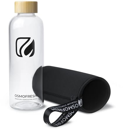 OsmoFresh Bambusflasche 750ml mit Bambus-Edelstahl Deckel & Neopren-Sleeve. Passend für die Fusion Air, Stream, Ice, Pro sowie Quella Pro & Quella Life Anlagen