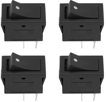 EMSea Lot de 4 Interrupteurs à Bascule Momentanés KCD1 à 2 Broches (Marche/arrêt) 6 A/250 V CA Et 10 A/125 V CC pour Tableau de Bord de Bateau.