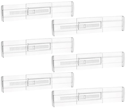 Abiyou 6 Piezas Transparentes Separadores De Cajones,Separador Cajones Ajustable,Divisor Cajones Expansible,Para Cocina,Tocador,Baño,Oficina(28.8-50cm)
