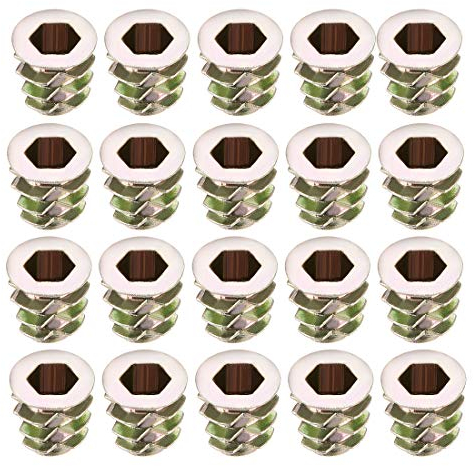 sourcing map Écrous Fileté Insert Vis Zinc Alliage Hex Prise M5 Filetage Interne 10mm Long Pour Meuble Bois 20pc