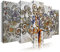 DekoArte 477 - Cuadros Modernos Impresión de Imagen Artística Digitalizada | Lienzo Decorativo Para Salón o Dormitorio | Estilo Abstractos Árbol de la Vida de Gustav Klimt Plata | 5 Piezas 150x80cm