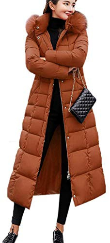 Earnmore damvinterjacka lång dunjacka varm parkas jacka med pälshuva quiltad jacka vinterrock avslappnad dunrock