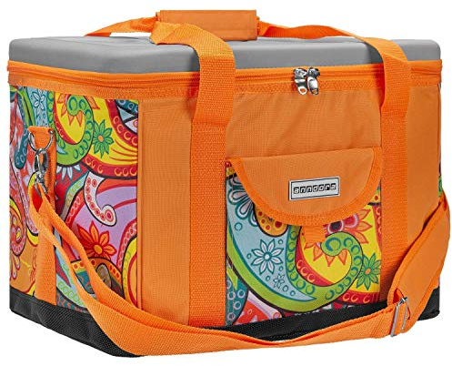 anndora Kühltasche XL Paisley orange 40 Liter - Kühlbox Isoliertasche Picknicktasche