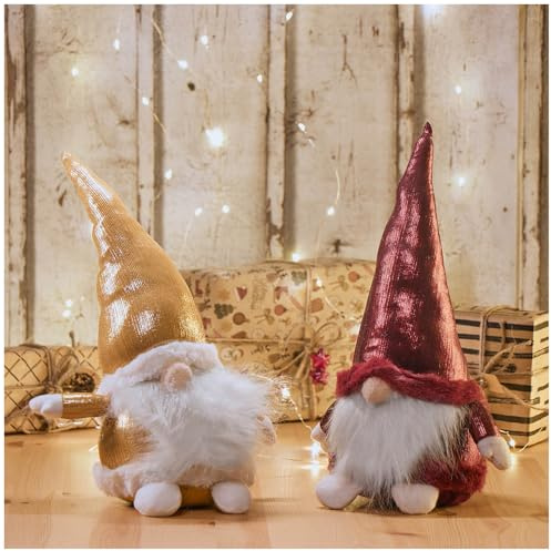 com-four® 2X Elfos navideños Premium para Decoraciones navideñas