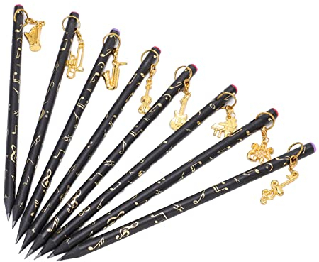 8 Piezas Lápiz Musical Lápices de Notas Musicales Surtido de Instrumentos Musicales Patrones Juego de Papelería Colgante Kit para Pintar Escritura Oficina Escuela