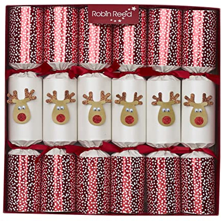 Robin Reed 6 x 13 (33cm) Christmas Crackers - Racing Reindeer in snow Crackers 72007