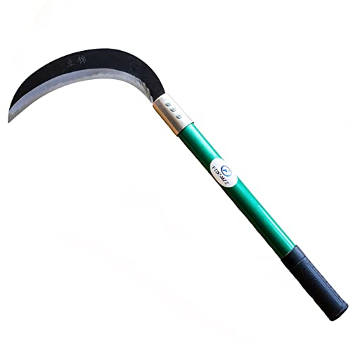 Hoz de hierba de acero, hoz de limpieza, hoz de limpieza de cepillo con hoja de acero al carbono y mango de aluminio para jardín multiusos hierba hierba hoz y hoz profesional de la seguridad de la