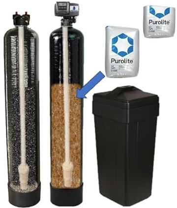 AFW Filters Built Fleck 5600SXT 48,000 Grain Water Softener with Upflow Carbon Filter (Purolite C100E Resin with Carbon)