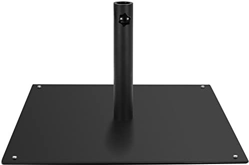 COSTWAY Pied de Parasol Lourd 50x50cm 16kg, Socle Parasol Extérieur Carré pour Parasolφ40/50mm avec 4 Repose-Pieds, Support Parasol en Métal pour Terrasse, Piscine, Patio, Jardin, Restaurant